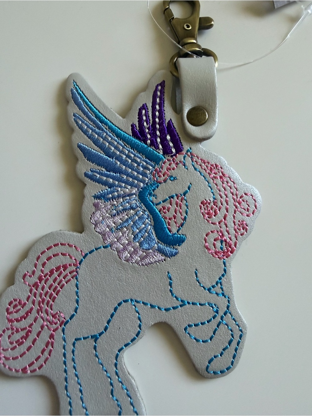 NWT Portland Leather Goods Pegasus Keychain 🩷🩵💜 in Dreamy 🪽